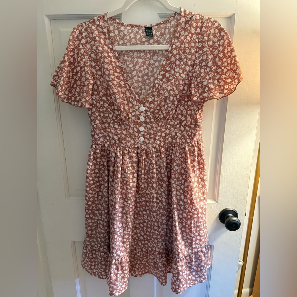 SHEIN Floral Mini Dress in Pink and White